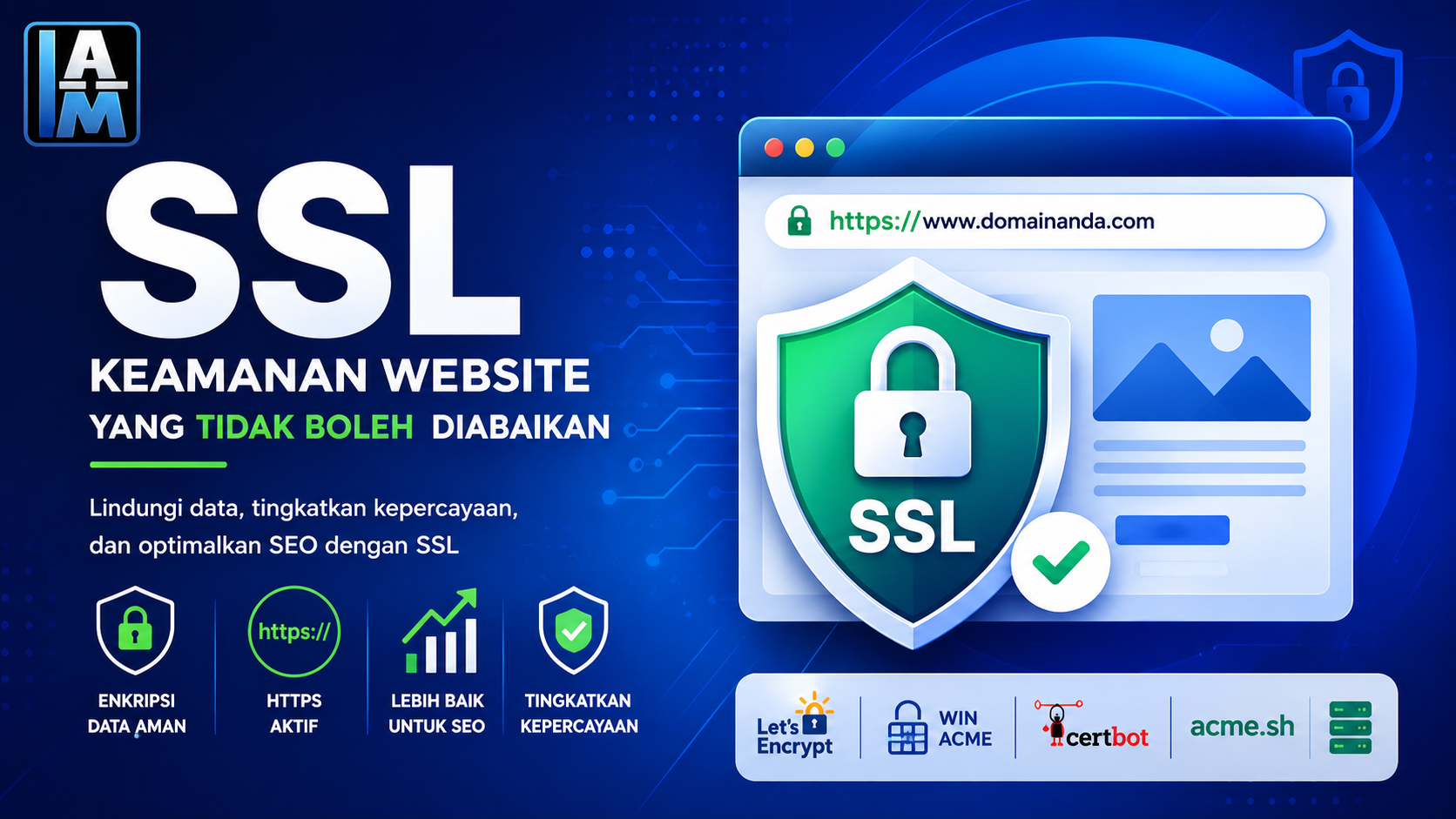 Ilustrasi keamanan website menggunakan SSL dan HTTPS untuk melindungi data pengguna